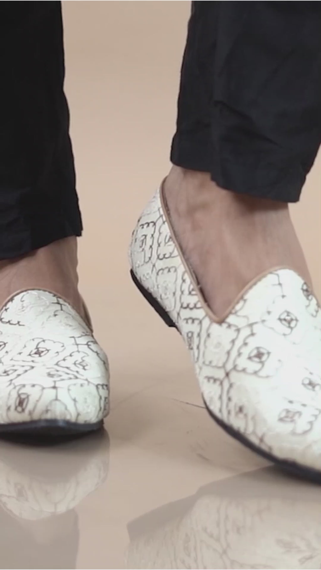 Men White Green Embroidered Ethnic Slip On Juttis and Mojaris for Wedding|Traditional Sherwani Shoes|Haldi Slip-On Shoe