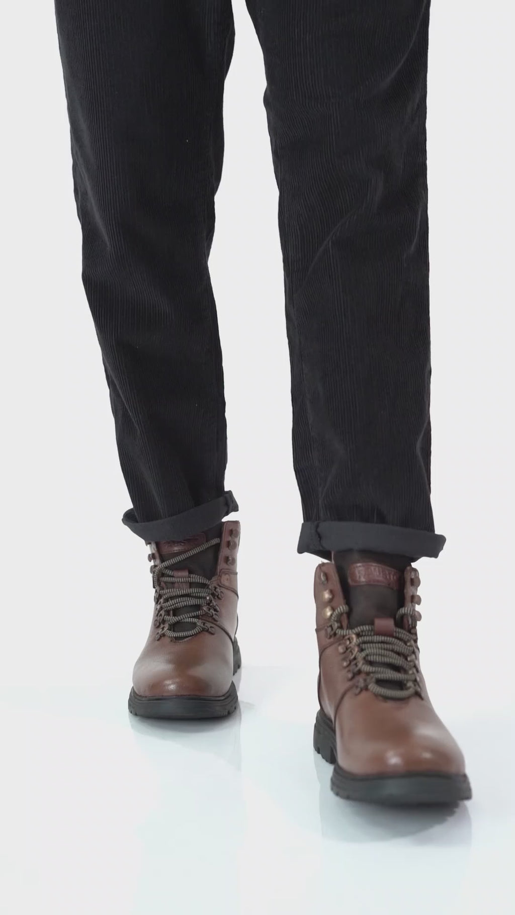 Men Brown Genuine Leather 5-Hook Lace Up Boots for Trekking and Hiking|High Ankle Boots|Anti Skid Sole