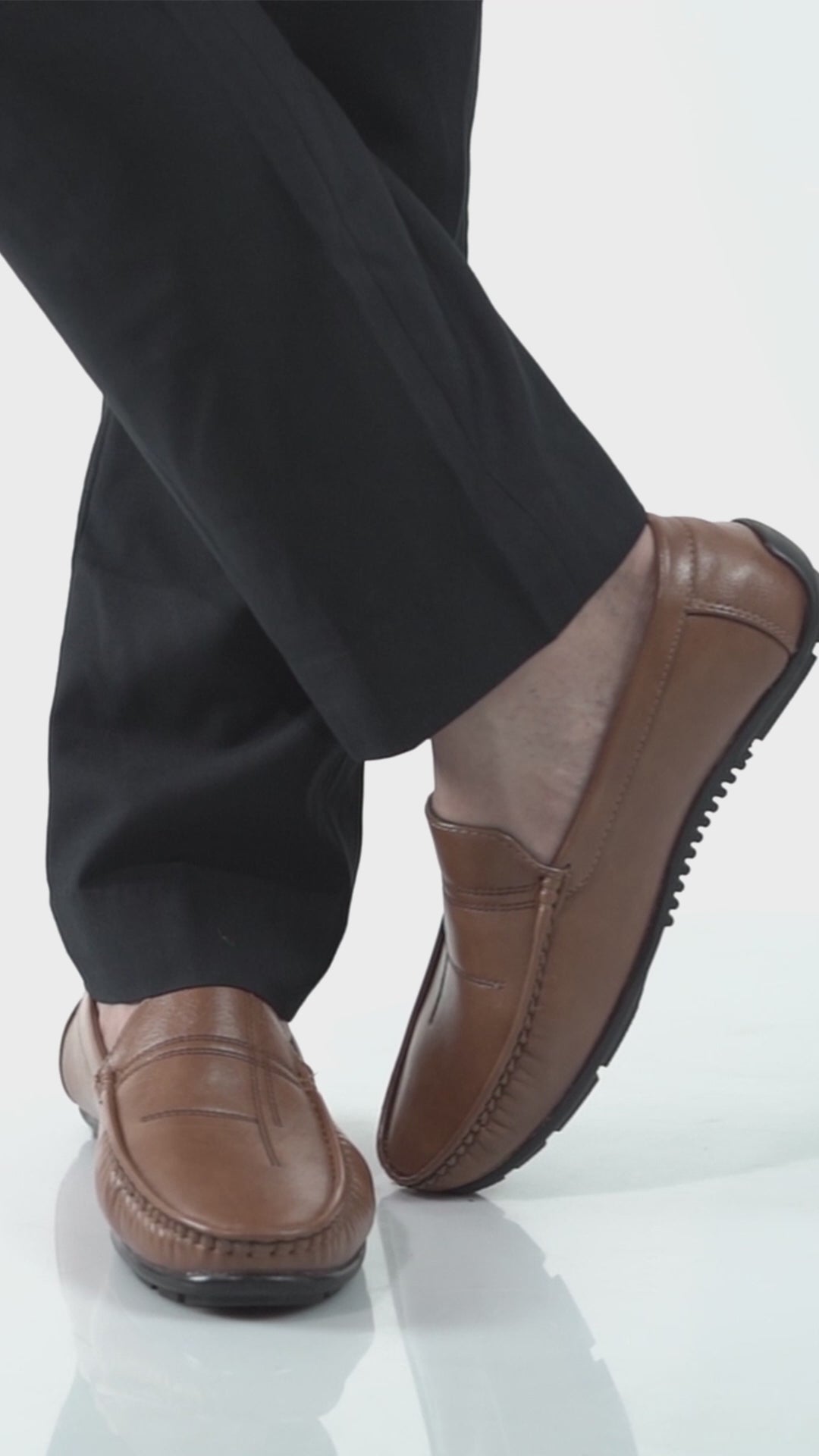 Men Brown Casual Slip-On Flexible Stitched Moc Toe Penny Loafers|All Day Comfort Cushioned Insole Driving Shoes|Semi-Formal Outfits, Daily Office Wear