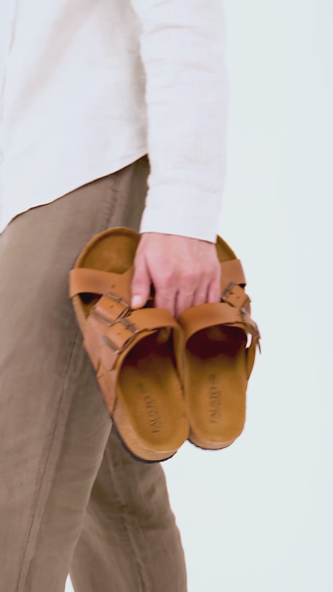Men Brown Genuine Leather Open Toe Multi Adjustable Strap Ethnic Kurta Slip On Sandals|Anti-Skid Sole Slippers|Cork Latex Suede Footbed