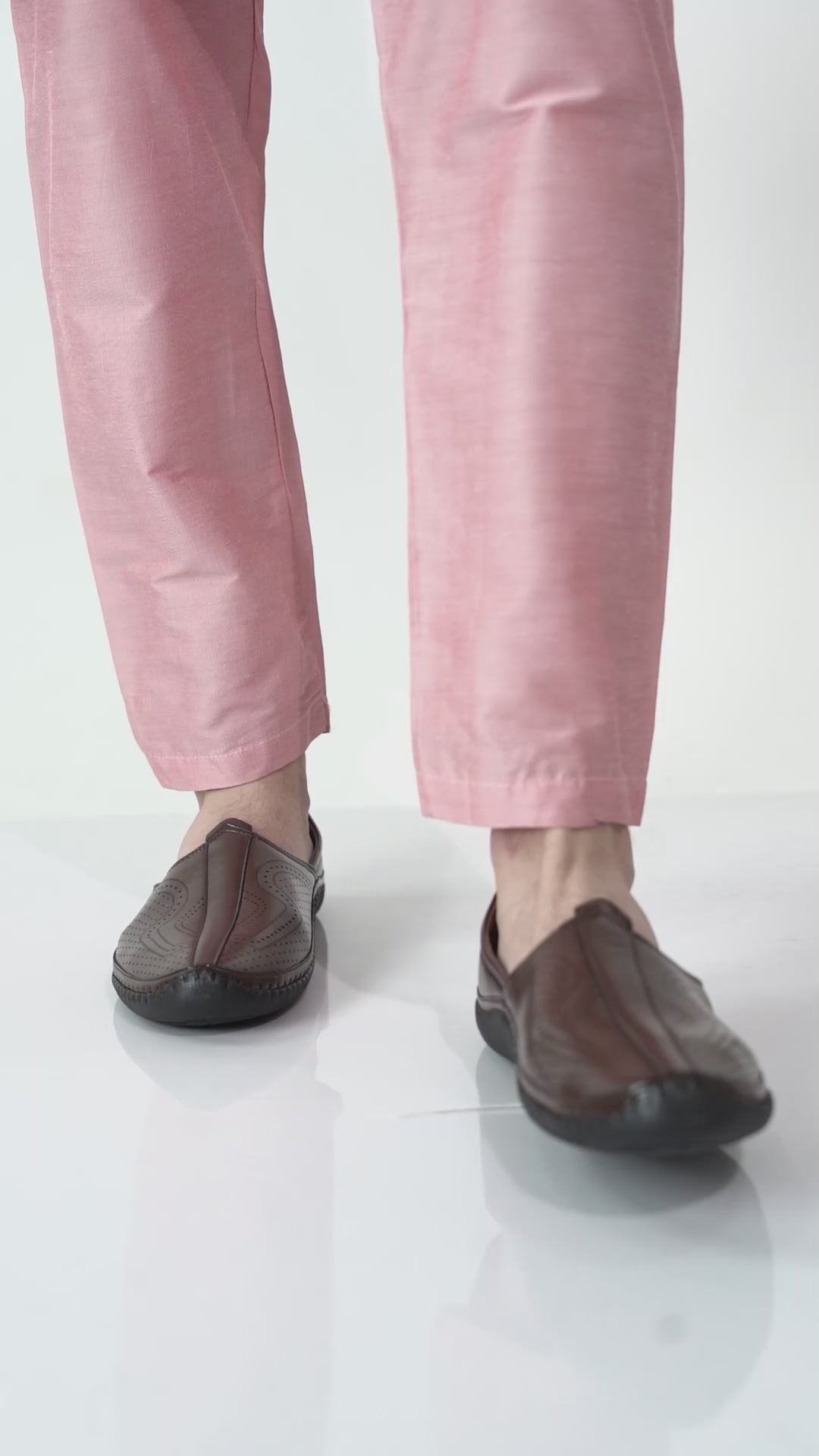 Men Tan Perforated Side Stitched Ethnic Round Toe Juttis and Mojaris for Wedding|Flexible Anti Skid Sole|Pathani Kurta Slip On Shoes