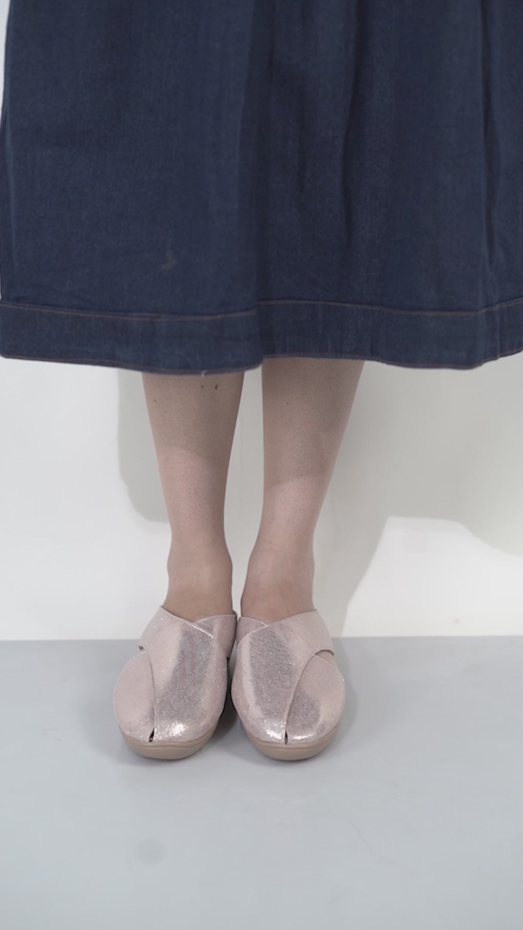 Women Gold Criss Cross Strap Design Perforated Slip On Shoes | Back Open Casual Shoes for Office, Outdoor, Party