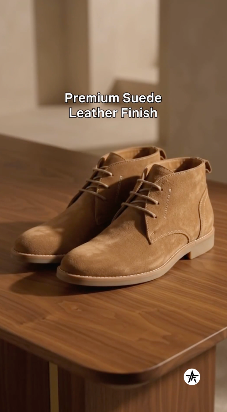 Men Camel Suede Leather Ankle Length Lace Up Chukka Boots|Biking Boot with Anti-Skid Honey TPR Sole|Formal, Office, Casual Wear, Winter Outfits, Travel