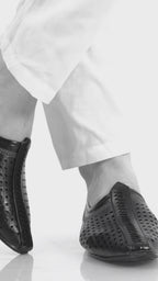Men Tan Laser Cut Design Stitched Ethnic Party Slip On Juttis and Mojaris