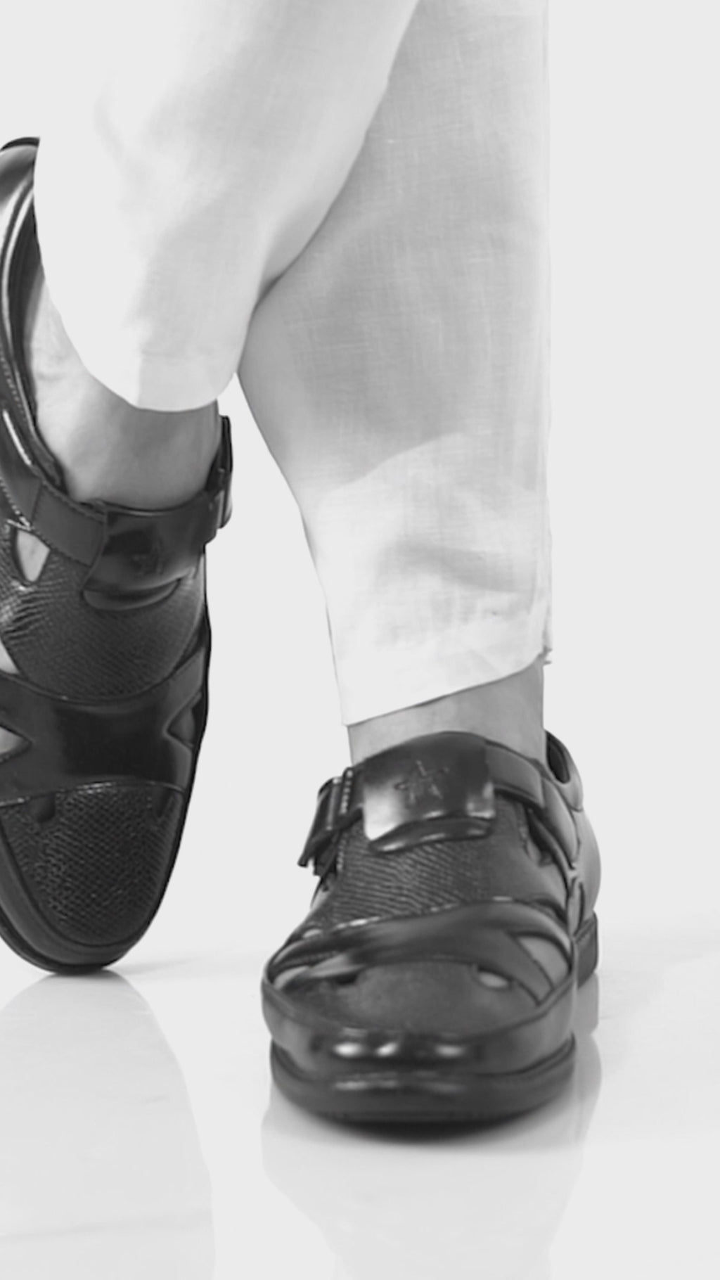 Men Black Closed-Toe Hook and Loop Strap Summer Dress Shoe Style Sandals|Breathable Roman Sandals for Office, Travel, Casual|Slip Resitant TPR Welted Sole with Cushioned Insole