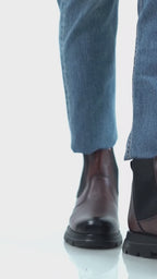 Men Black Genuine Leather Slip On Boots|Chelsea Work Boots|Lightweight Memory Cushion Shoes|Formal Boots