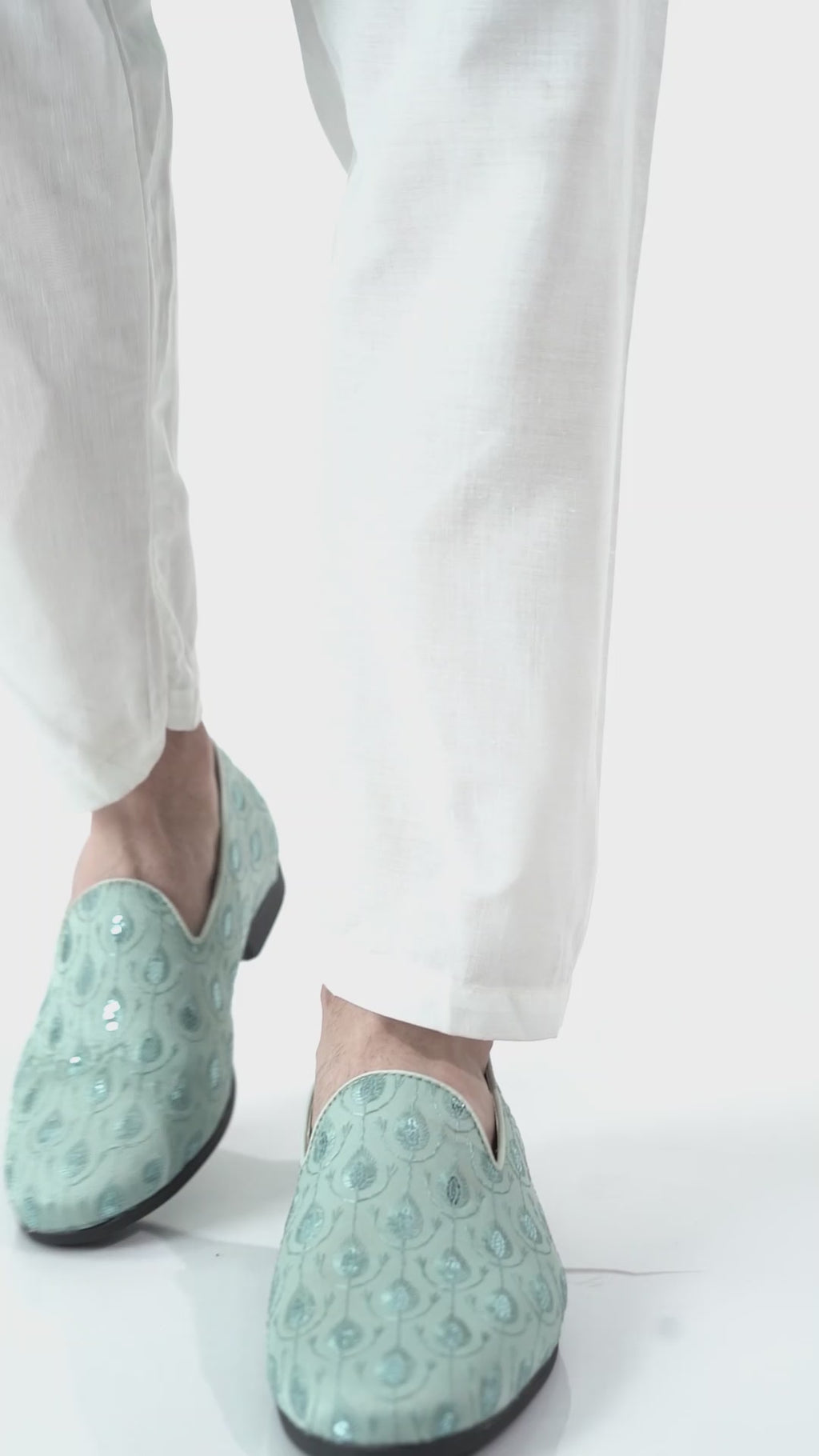 Men Blue Embroidered Sequin Ethnic Slip-On Juttis and Mojaris with Anti Skid Sole|Traditional Loafer Sherwani Shoes for Wedding, Reception, Party, Baraat and Festive Outfits