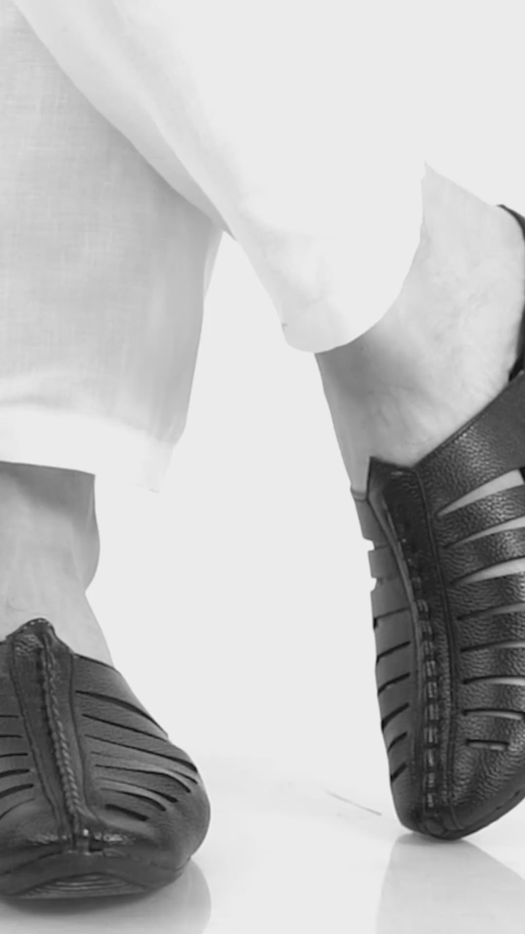 Men Black Laser Cut Design Back Open Evening Party Ethnic Mules Slip On Shoes
