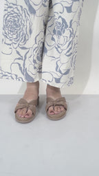 Women Khaki Bow Design Dual Strap Office Party Ortho Slip On Sandals|T-Strap Thong Slippers|Light Traditional Outfits, Festive Kurtis, Salwar Suit Set
