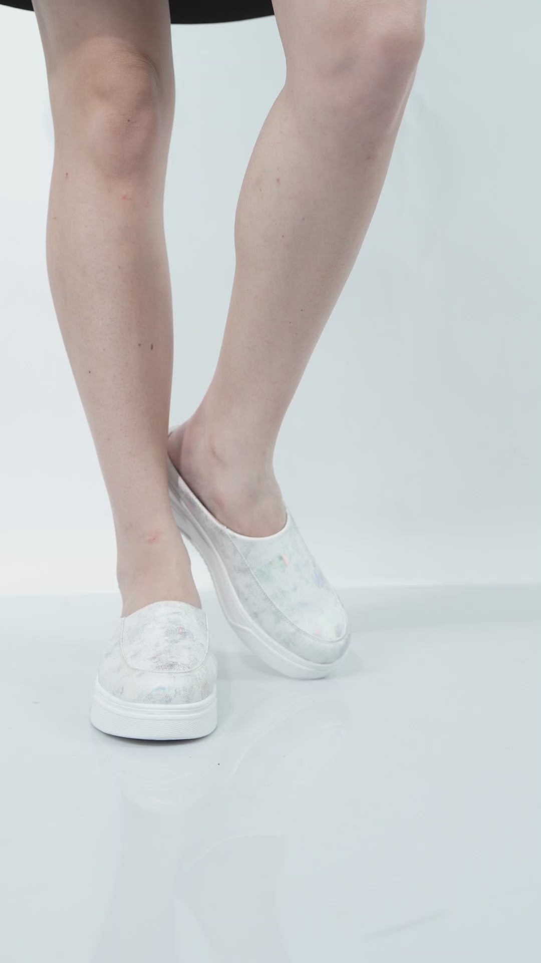 Women Metal Classic Back Open Casual Platform Shoes | Metallic Slip-On Mule Sneakers For Party | Lightweight Comfortable Sneakers