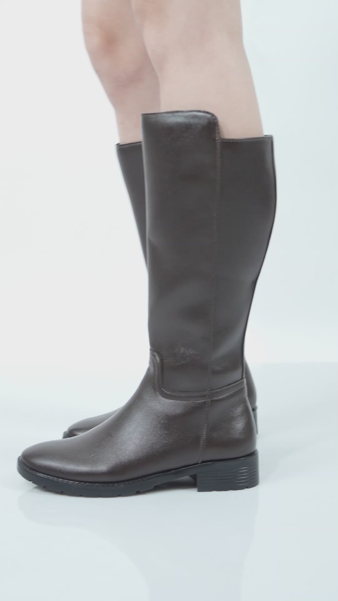 Women Brown Knee Length Side Zipper Closure Pointed Toe Flared Heel Boots|Outdoor Winter High Long Boots|Anti Skid Sole