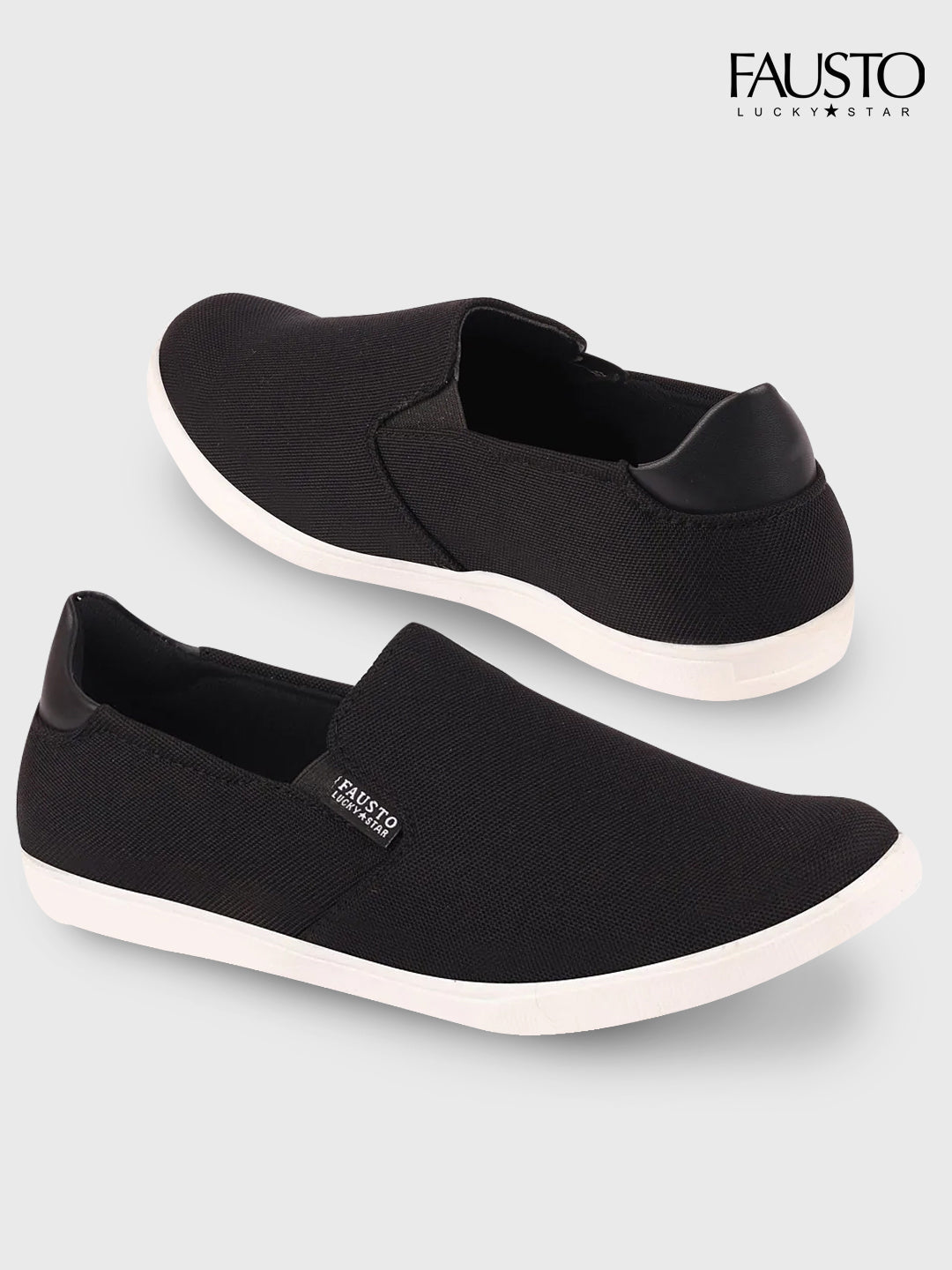 Mens black canvas slip on shoes top
