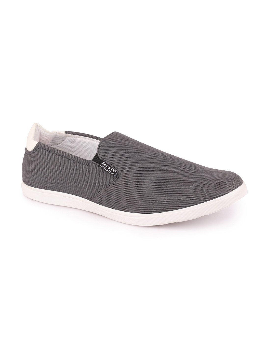 Shop Men Grey Casual Canvas Slip-On Loafers Online.