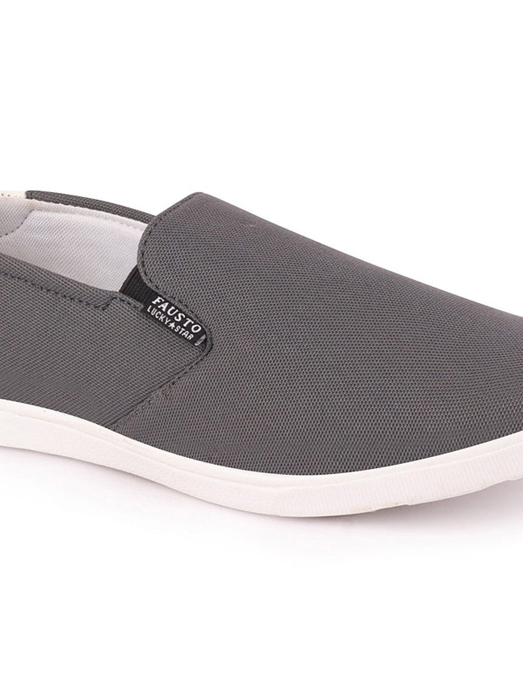 Shop Men Grey Casual Canvas Slip-On Loafers Online.