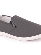 Shop Men Grey Casual Canvas Slip-On Loafers Online.