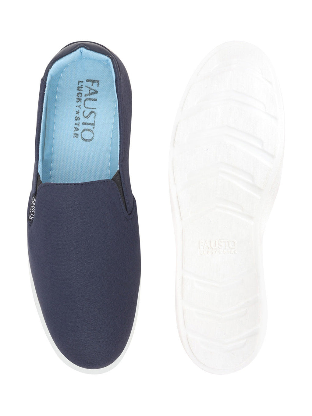 Shop Men Navy Blue Casual Canvas Slip-On Loafers Online.