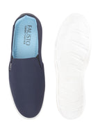 Shop Men Navy Blue Casual Canvas Slip-On Loafers Online.