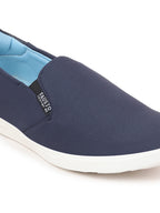 Shop Men Navy Blue Casual Canvas Slip-On Loafers Online.