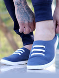 Men Navy Blue Casual Canvas Slip-On Shoes