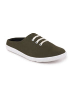 Shop Men Olive Green Casual Canvas Slip-On Shoes Online.