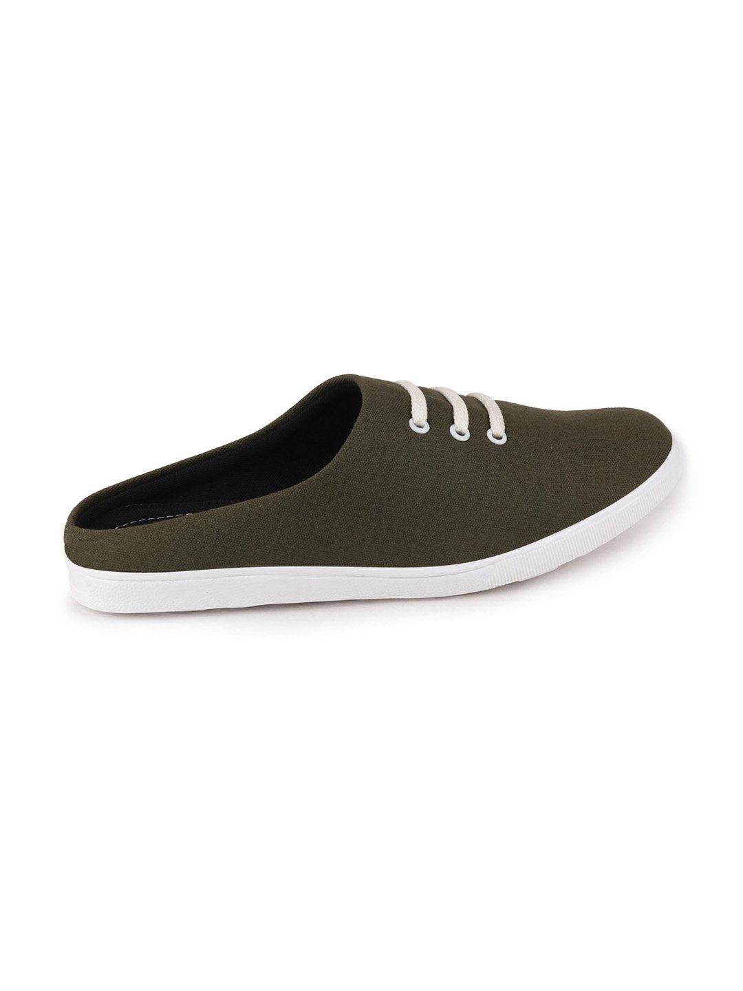 Shop Men Olive Green Casual Canvas Slip-On Shoes Online.