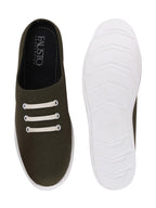 Shop Men Olive Green Casual Canvas Slip-On Shoes Online.
