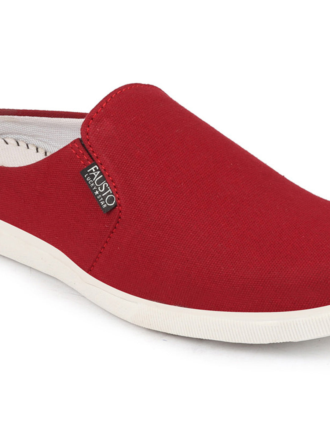 Shop Men Cherry Casual Back Open Canvas Stylish Slip On Shoes Online.