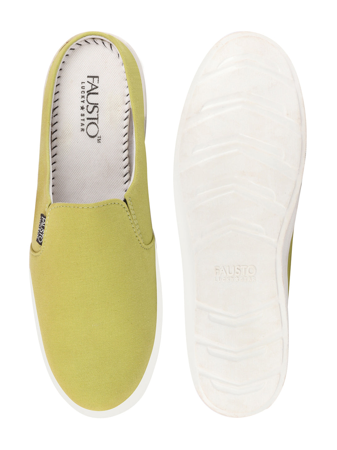 Shop Men Green Casual Back Open Canvas Stylish Slip On Shoes Online.