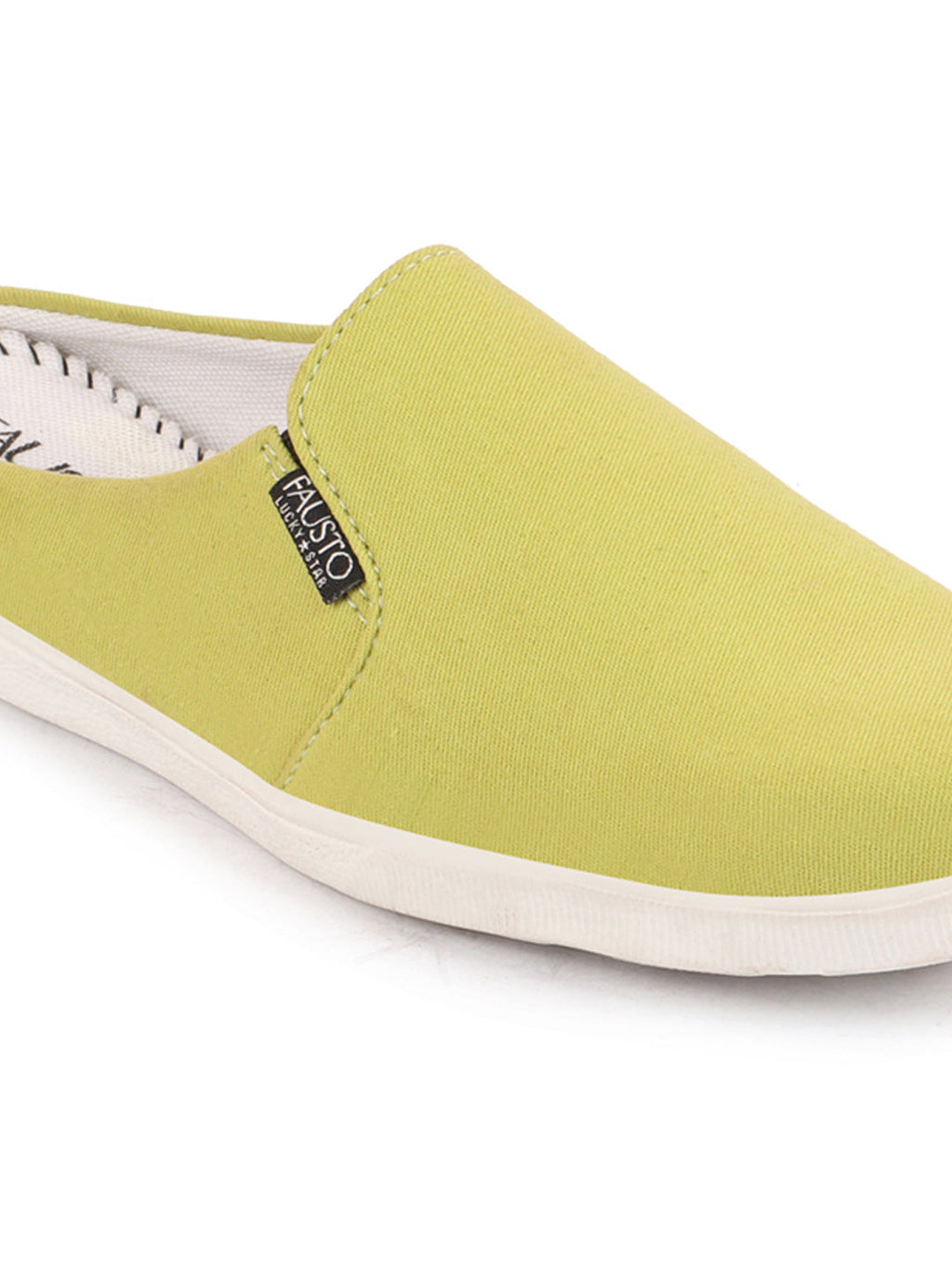 Shop Men Green Casual Back Open Canvas Stylish Slip On Shoes Online.