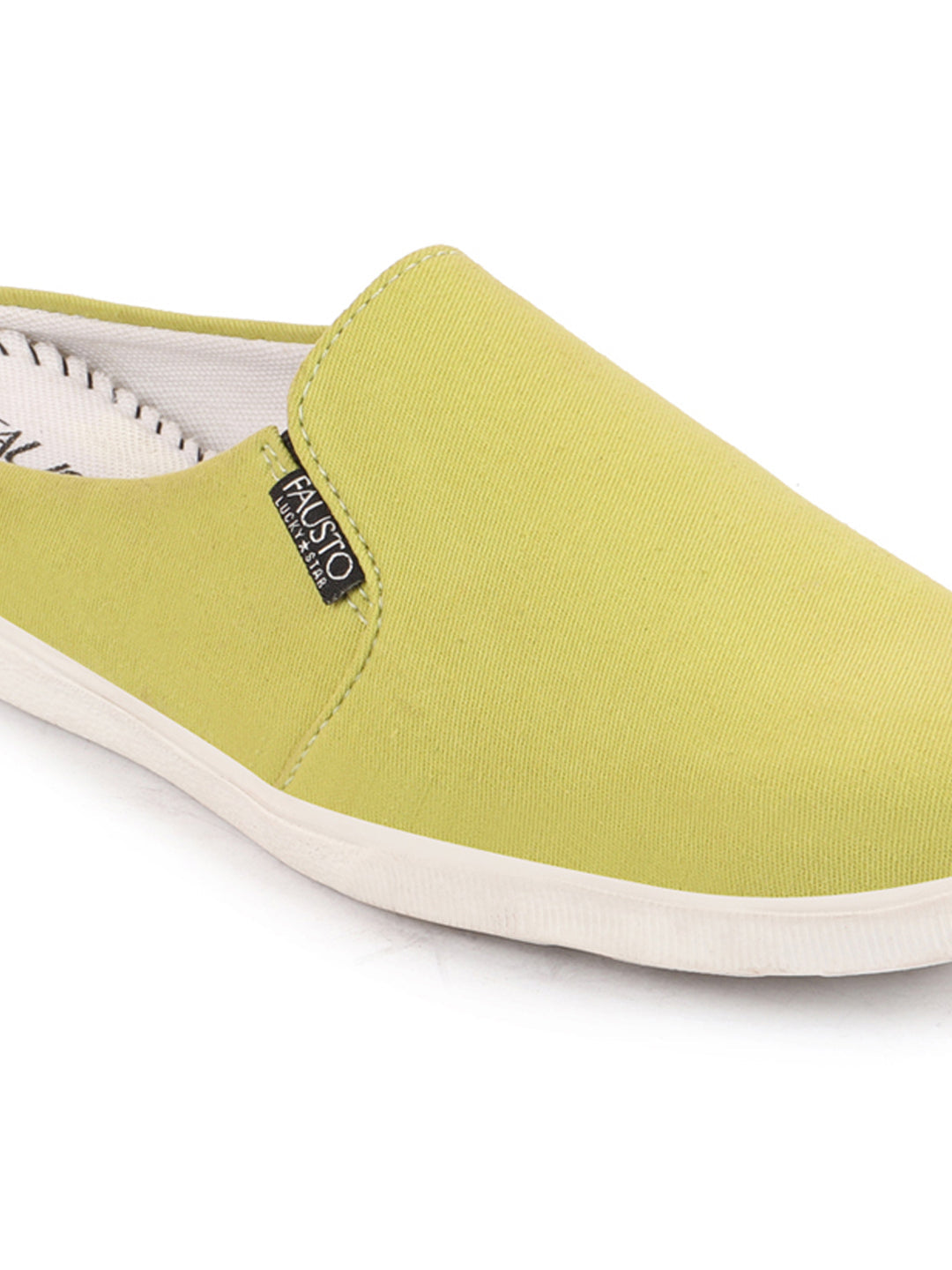 Shop Men Green Casual Back Open Canvas Stylish Slip On Shoes Online.