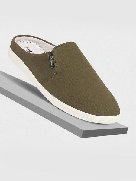 Olive green slip ons 2025