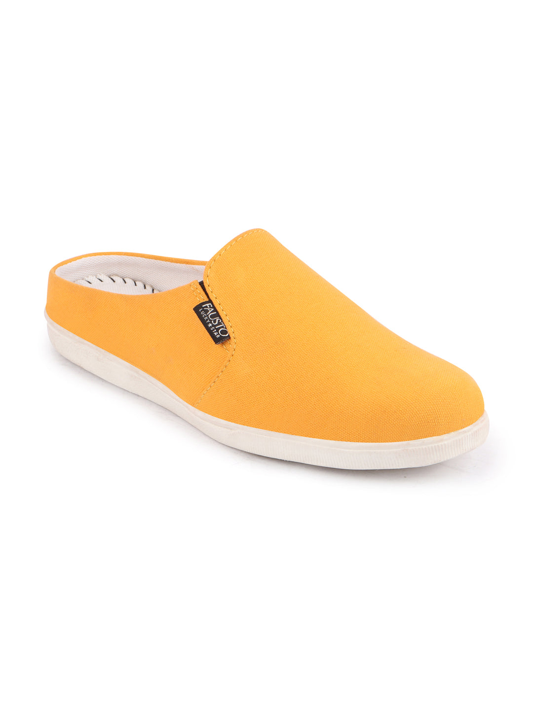 Shop Men Yellow Casual Back Open Canvas Stylish Slip On Shoes Online.