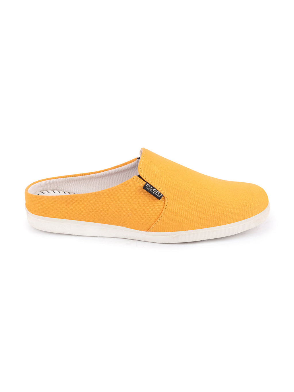 Shop Men Yellow Casual Back Open Canvas Stylish Slip On Shoes Online.