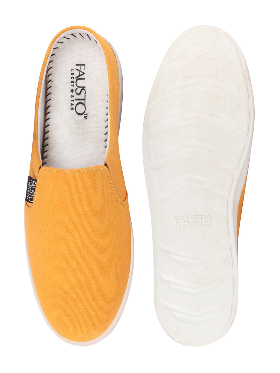 Shop Men Yellow Casual Back Open Canvas Stylish Slip On Shoes Online.