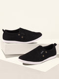 Men Black Casual Canvas Slip-On Loafers