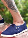 Men Blue Casual Canvas Slip-On Loafers
