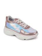 Shop Women Pink Stylish Lace Up Embellished Sneakers Online.