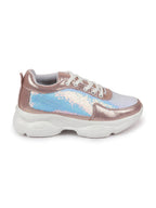Shop Women Pink Stylish Lace Up Embellished Sneakers Online.