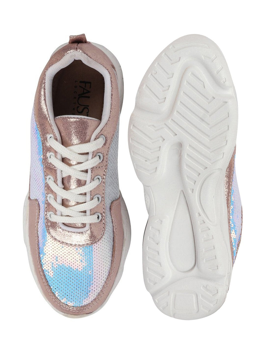 Shop Women Pink Stylish Lace Up Embellished Sneakers Online.