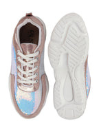 Shop Women Pink Stylish Lace Up Embellished Sneakers Online.