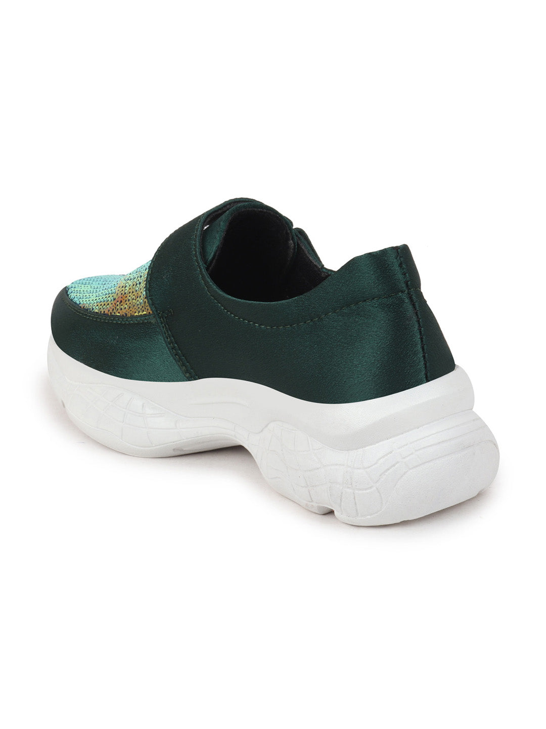 Shop Women Green Stylish Slip On Sneakers Online.
