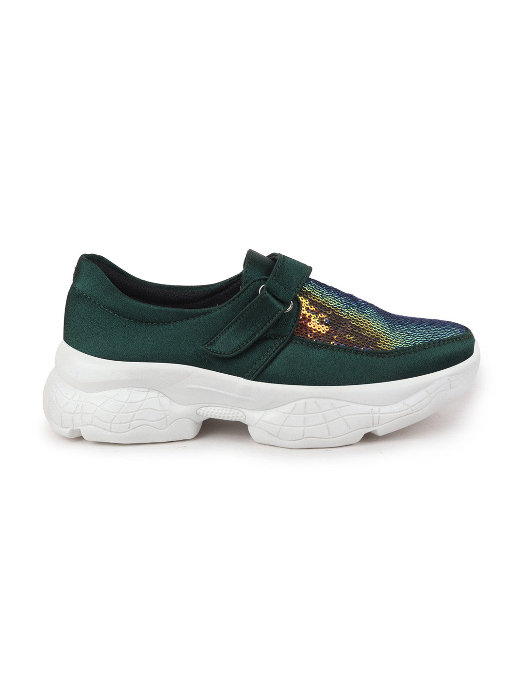 Shop Women Green Stylish Slip On Sneakers Online.