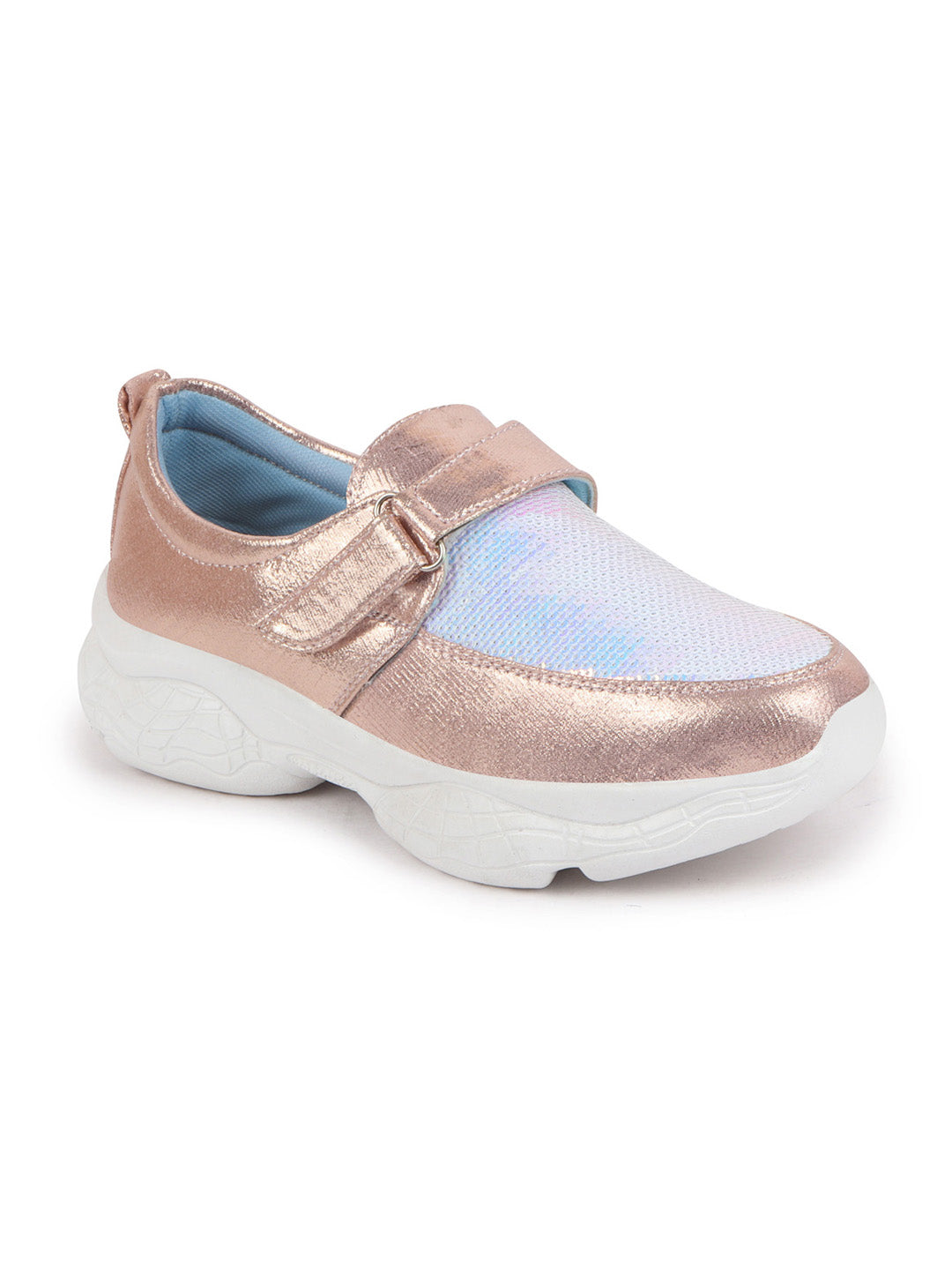 Shop Women Pink Stylish Hook & Loop Sneakers Online.