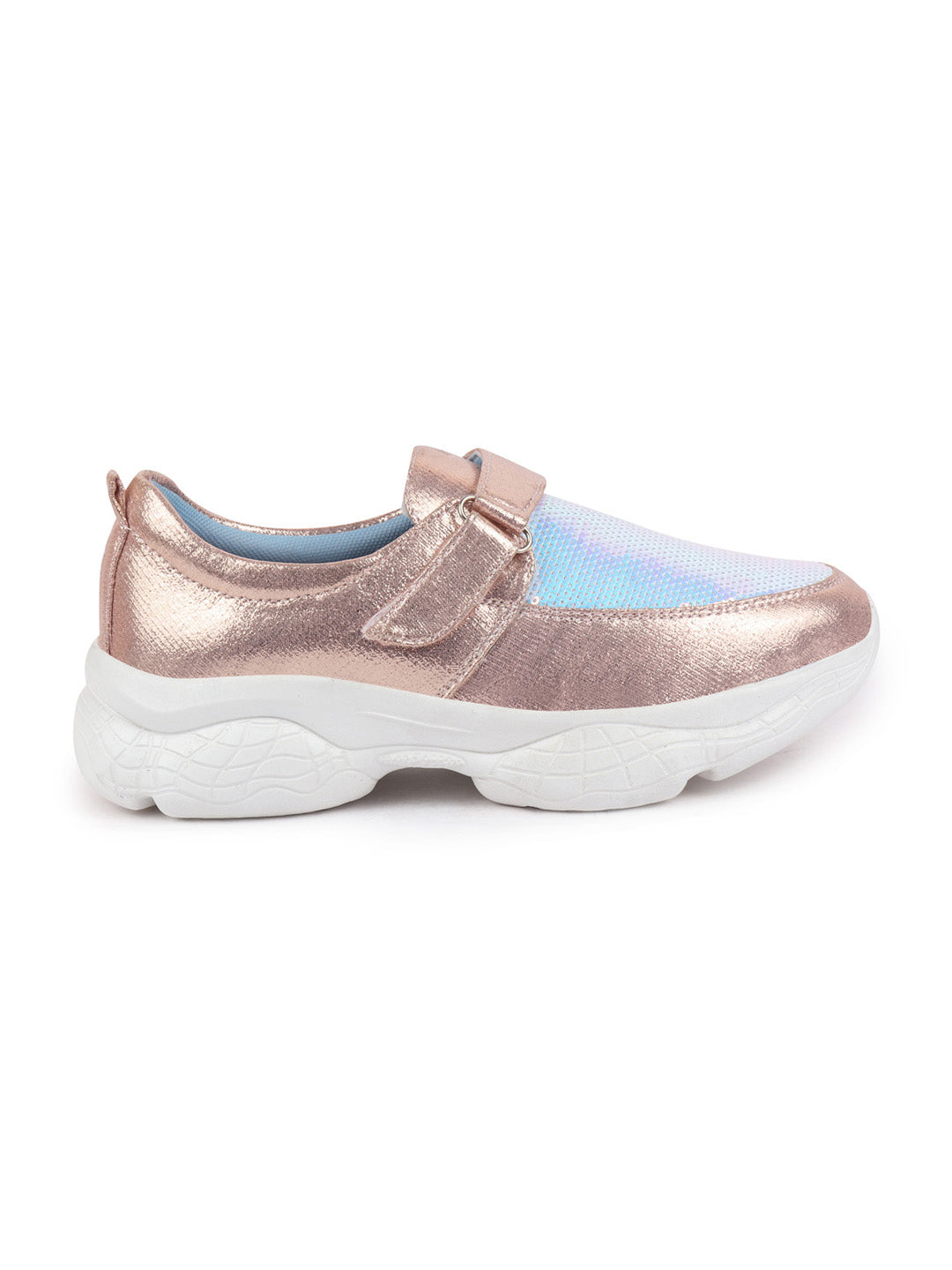 Shop Women Pink Stylish Hook & Loop Sneakers Online.