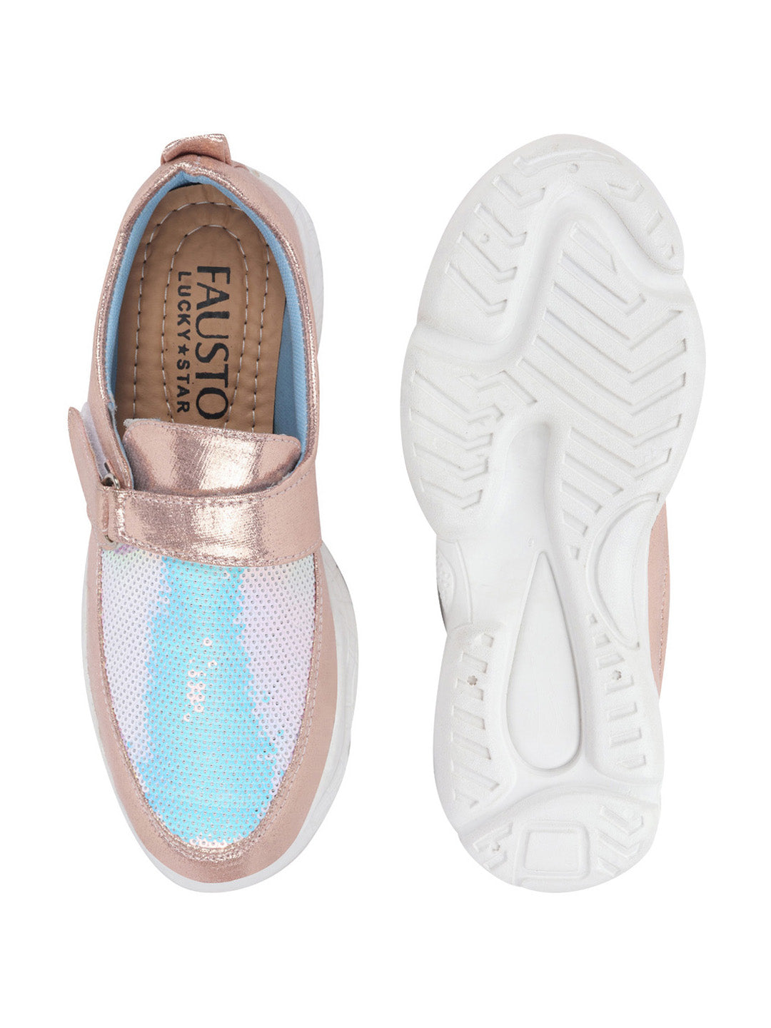 Shop Women Pink Stylish Hook & Loop Sneakers Online.