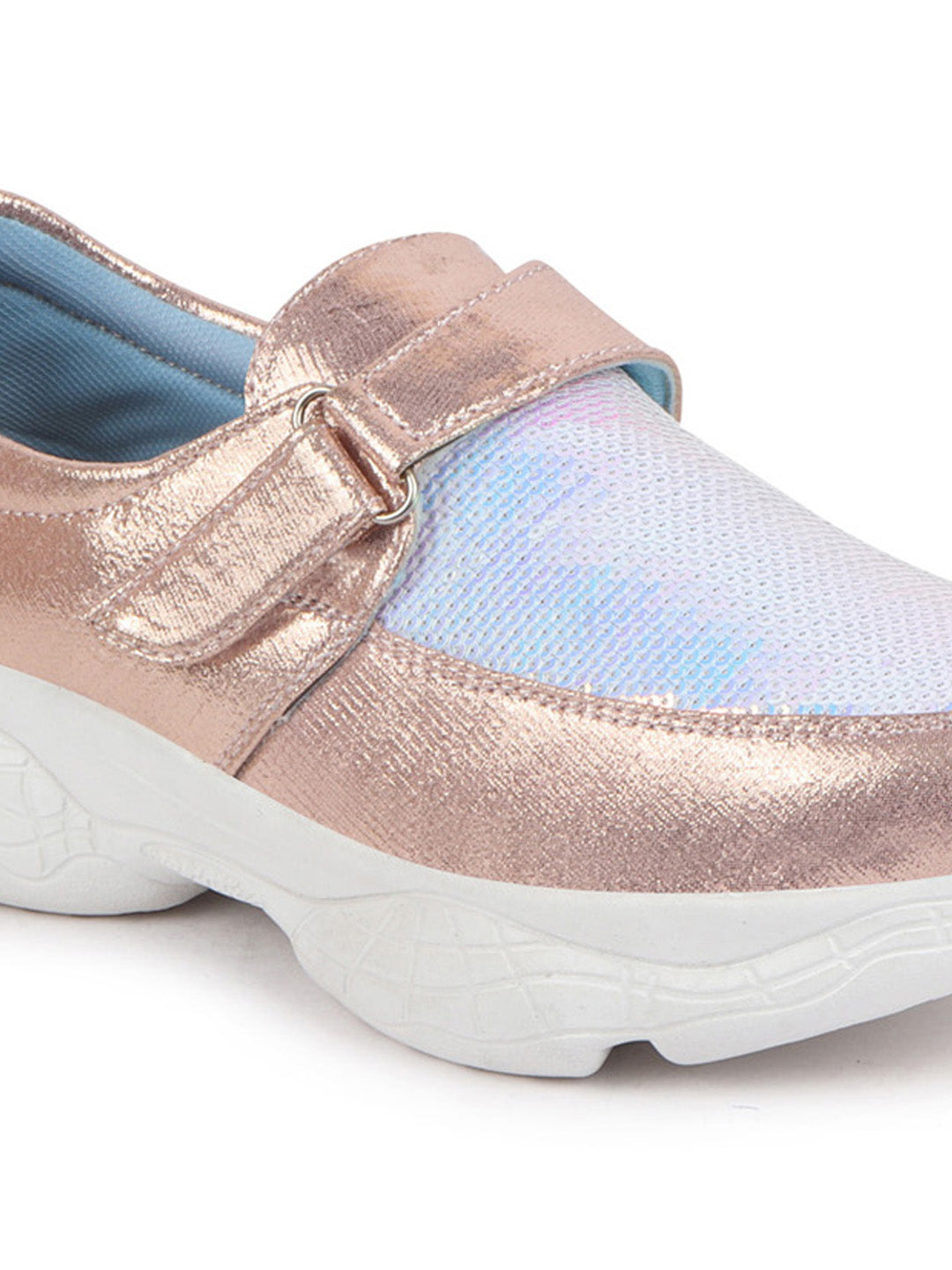 Shop Women Pink Stylish Hook & Loop Sneakers Online.