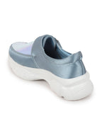 Shop Women Sky Blue Stylish Slip On Sneakers Online.
