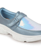 Shop Women Sky Blue Stylish Slip On Sneakers Online.