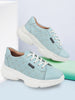 Women Sky Blue Lace Up Casual Trendy Sneakers