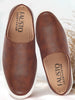 Men Brown Back Open Stylish Design Slip On Shoes